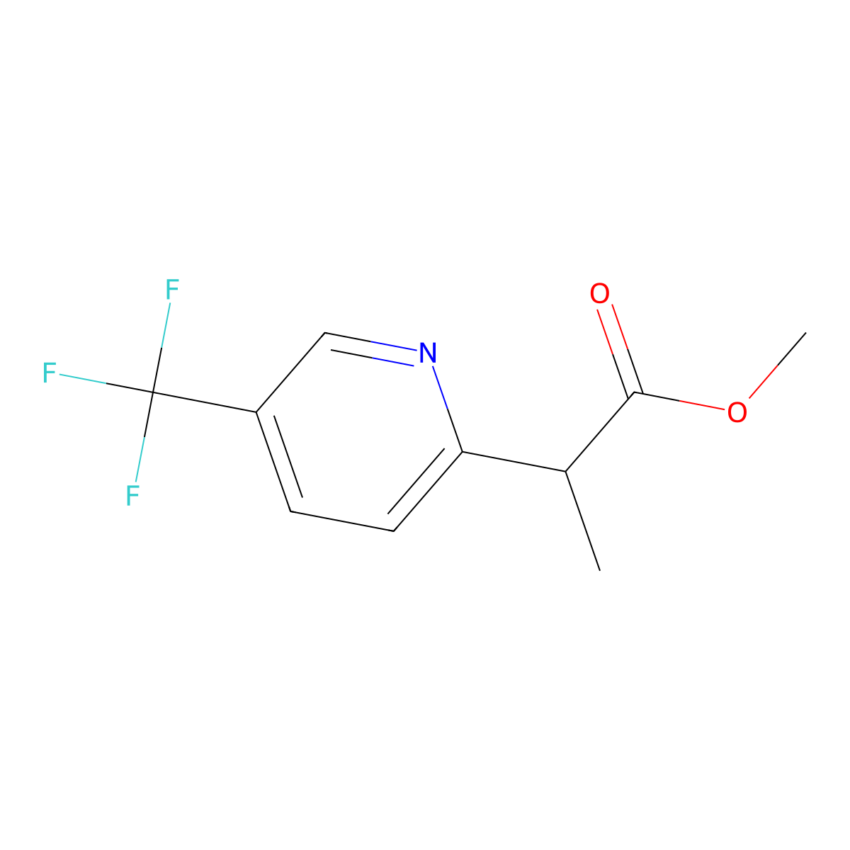 Methyl 2-[5-(trifluoromethyl)pyridin-2-yl]propanoate molecular structure, CAS 2122048-41-1