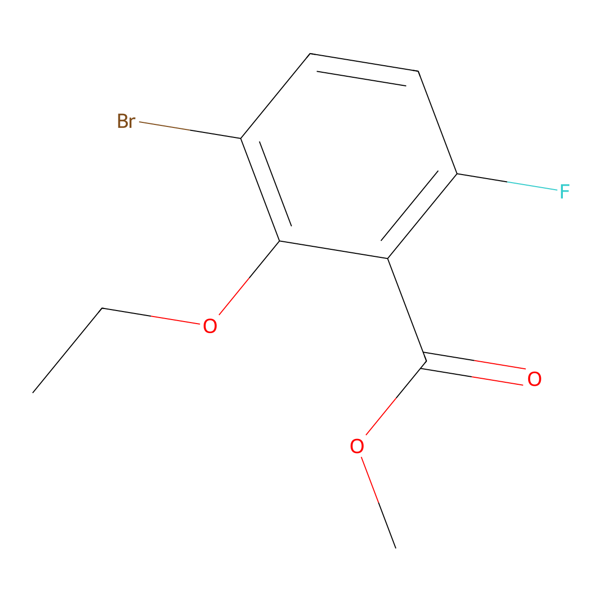 Methyl 3-bromo-2-ethoxy-6-fluorobenzoate molecular structure, CAS 2122054-26-4