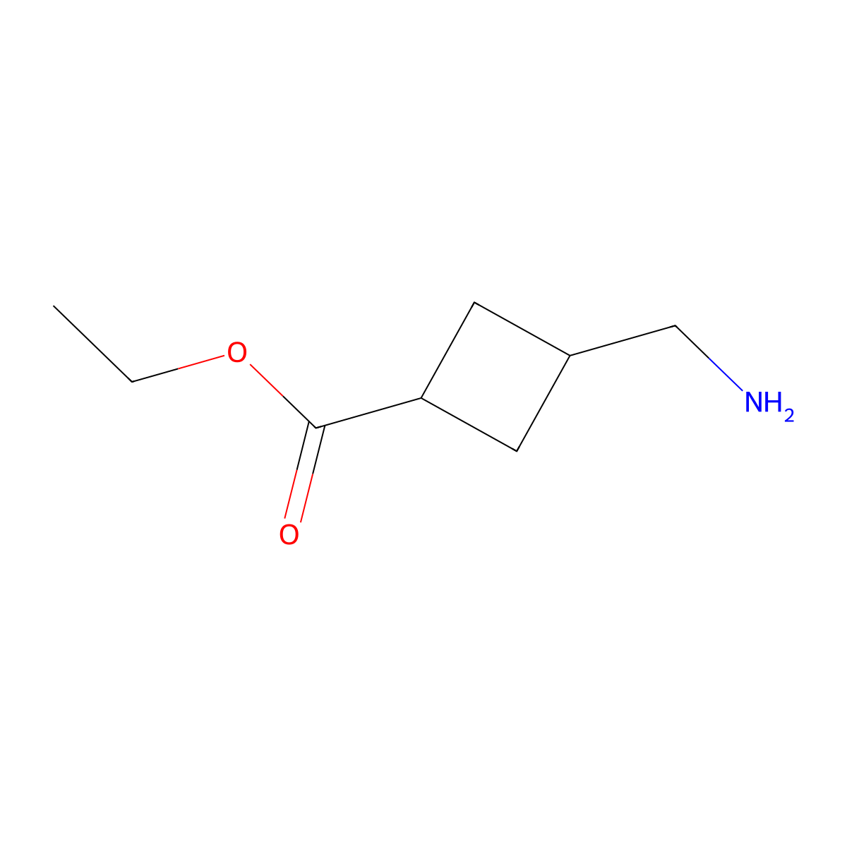 Ethyl 3-(aminomethyl)cyclobutane-1-carboxylate molecular structure, CAS 2122094-45-3