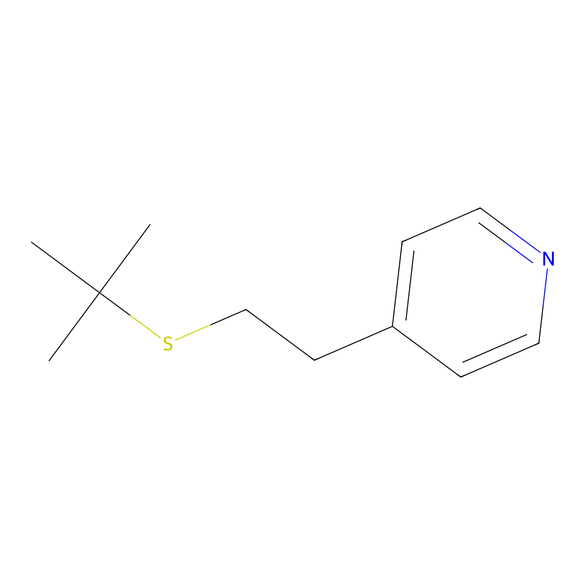 Pyridine, 4-(2-((1,1-dimethylethyl)thio)ethyl)- molecular structure, CAS 21221-20-5