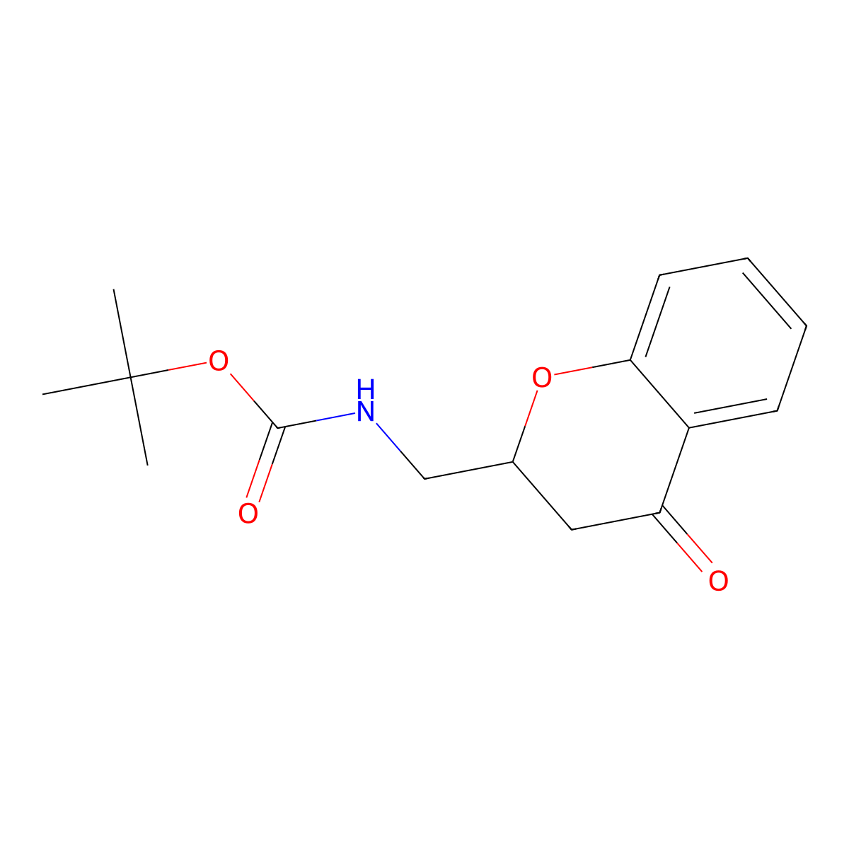 tert-butyl N-[(4-oxo-3,4-dihydro-2H-1-benzopyran-2-yl)methyl]carbamate molecular structure, CAS 2122109-29-7