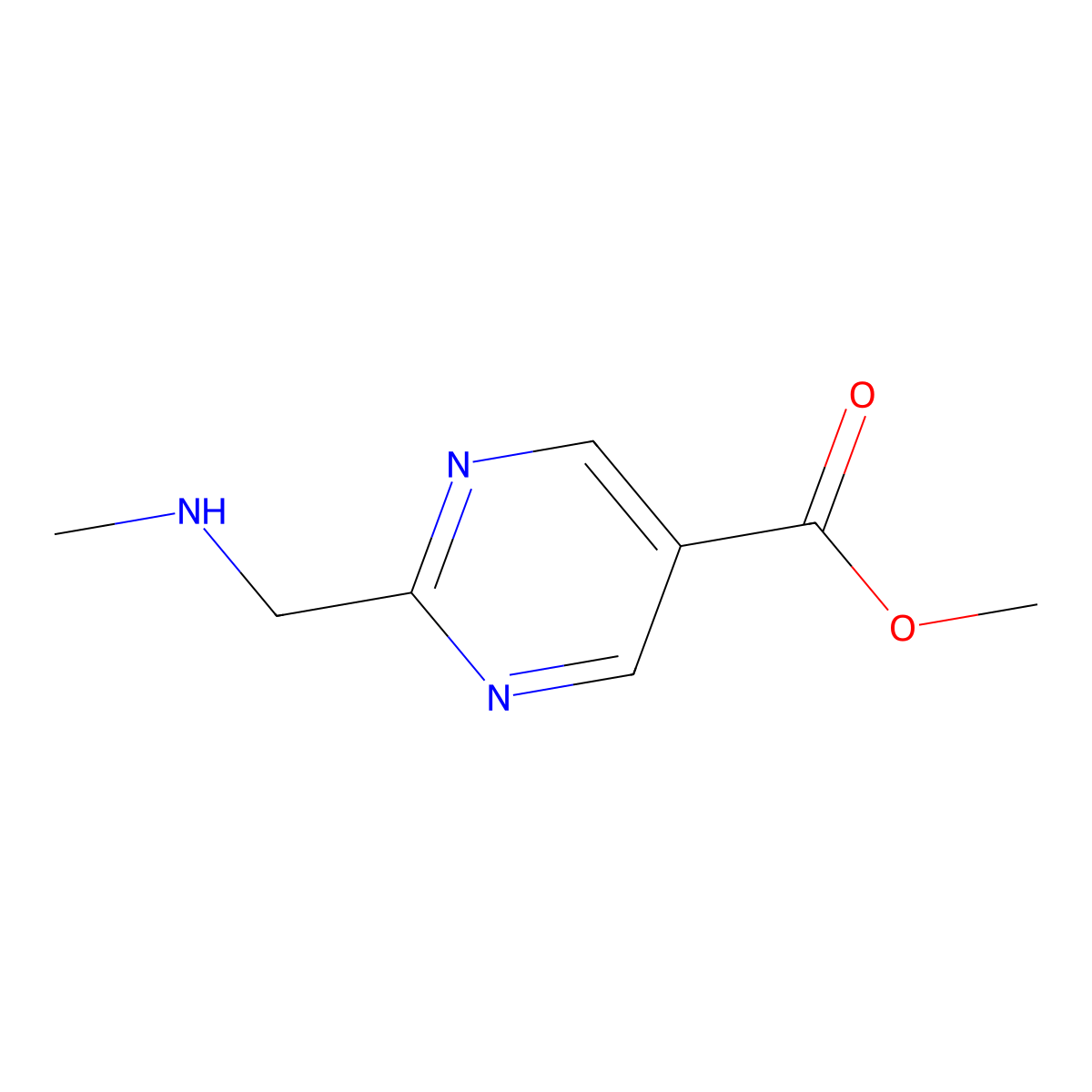 Methyl 2-[(methylamino)methyl]pyrimidine-5-carboxylate molecular structure, CAS 2122150-58-5