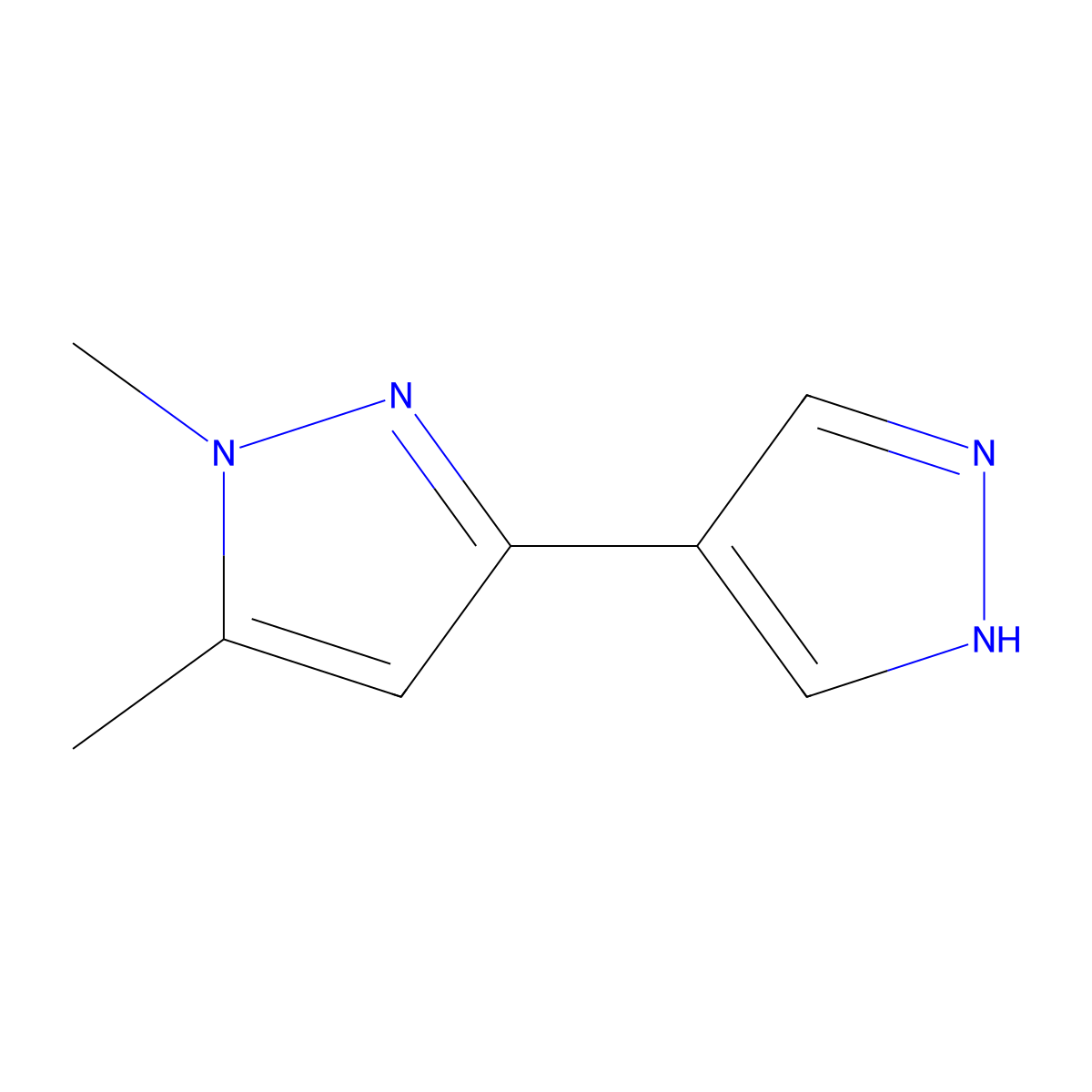 1,5-dimethyl-3-(1H-pyrazol-4-yl)-1H-pyrazole molecular structure, CAS 2122255-99-4