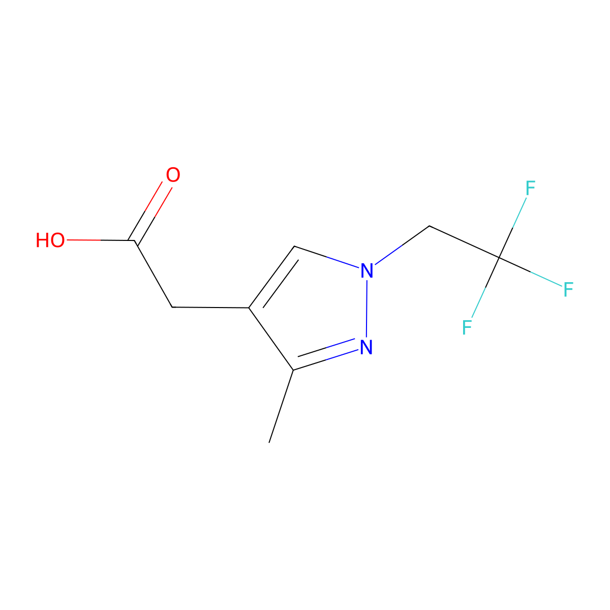 [3-methyl-1-(2,2,2-trifluoroethyl)-1H-pyrazol-4-yl]acetic acid molecular structure, CAS 2122256-75-9