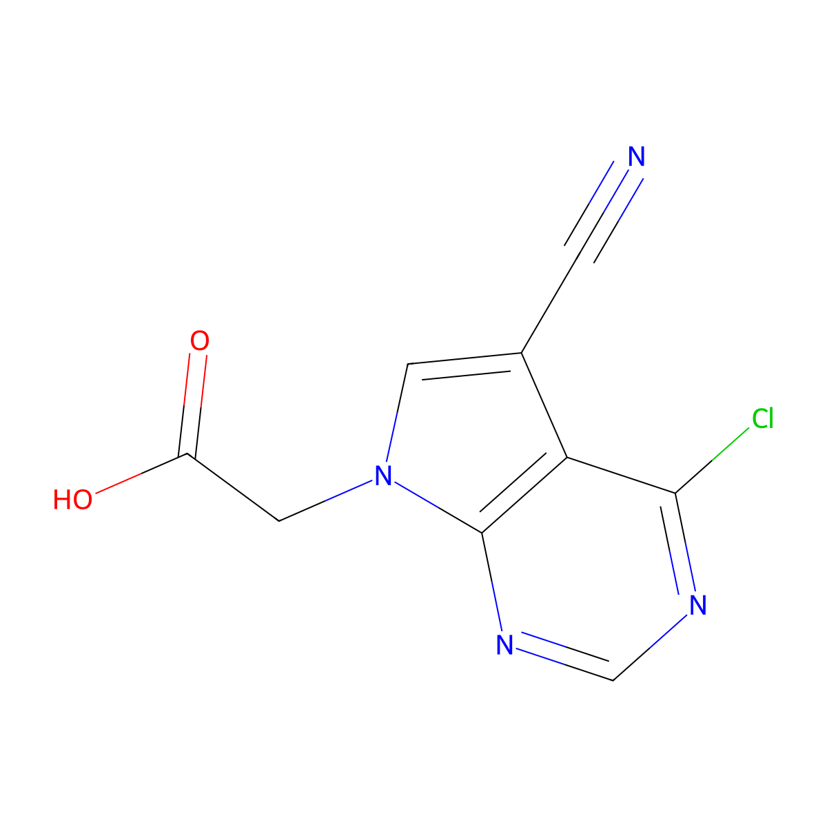 2-(4-Chloro-5-cyano-pyrrolo[2,3-D]pyrimidin-7-YL)acetic acid molecular structure, CAS 2122273-77-0