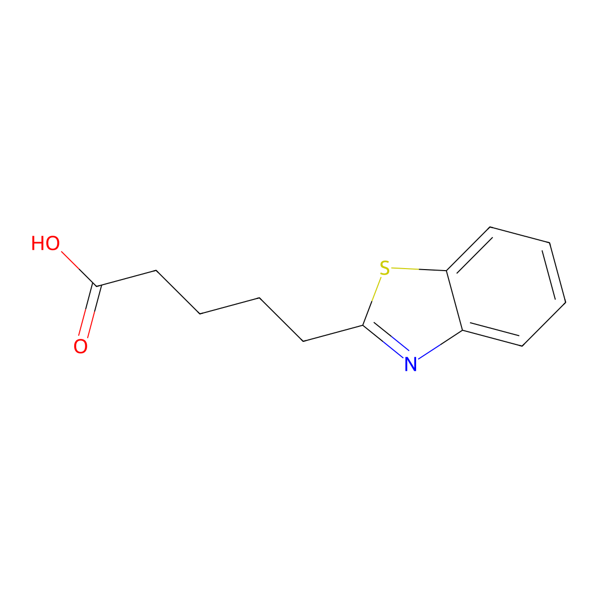 5-(1,3-Benzothiazol-2-yl)pentanoic acid molecular structure, CAS 21224-20-4