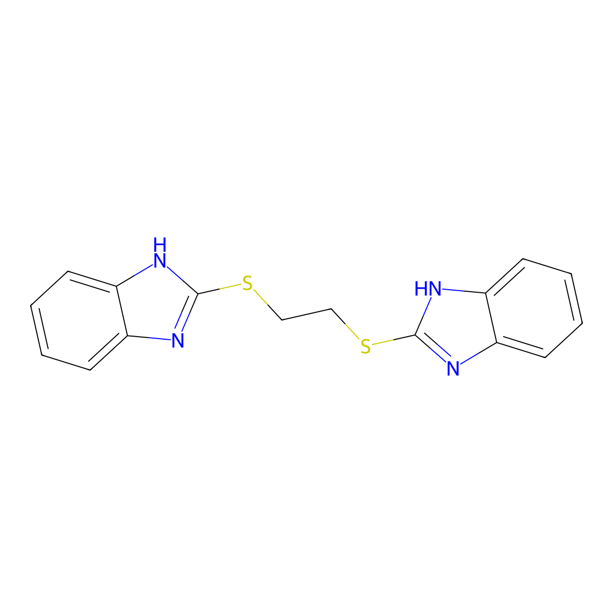 2,2'-(Ethane-1,2-diyldisulfanediyl)bis(1H-benzimidazole) molecular structure, CAS 21224-37-3
