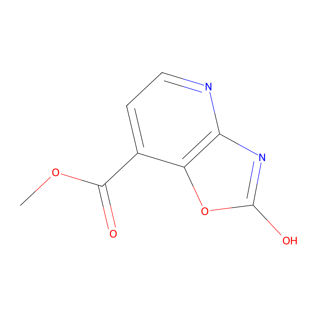 Methyl 2-hydroxy-[1,3]oxazolo[4,5-b]pyridine-7-carboxylate molecular structure, CAS 2122425-64-1