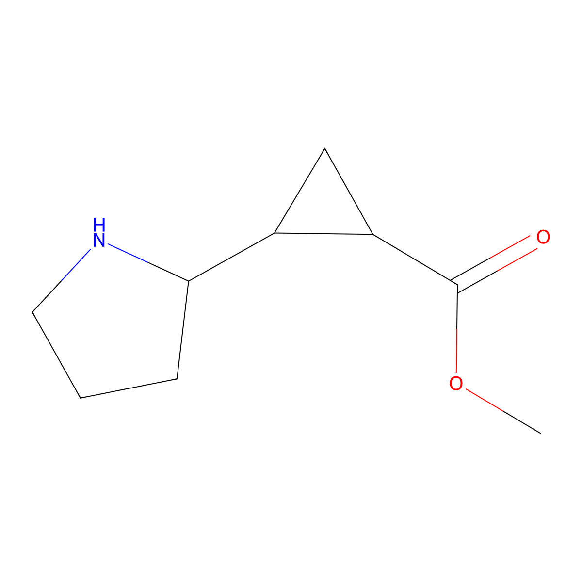 Methyl 2-(pyrrolidin-2-yl)cyclopropane-1-carboxylate molecular structure, CAS 2122449-32-3