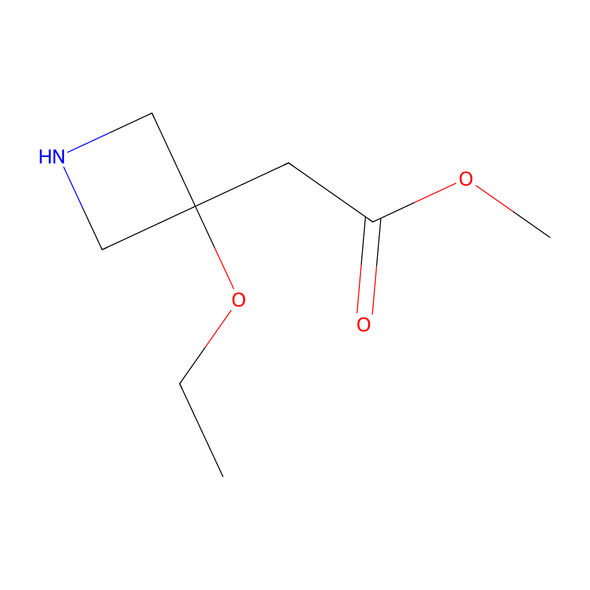 Methyl 2-(3-ethoxyazetidin-3-yl)acetate molecular structure, CAS 2122453-29-4