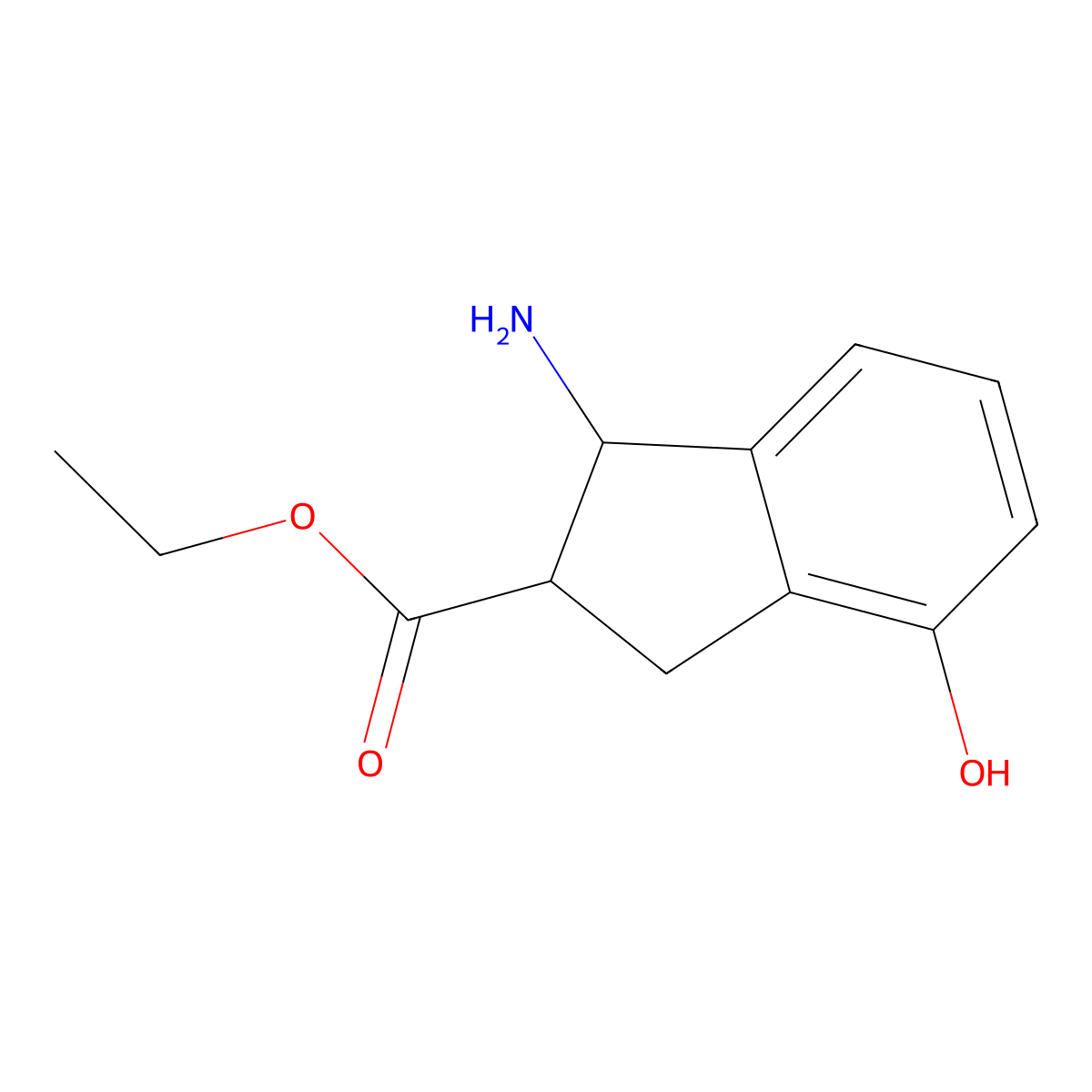 ethyl 1-amino-4-hydroxy-2,3-dihydro-1H-indene-2-carboxylate molecular structure, CAS 2122457-03-6
