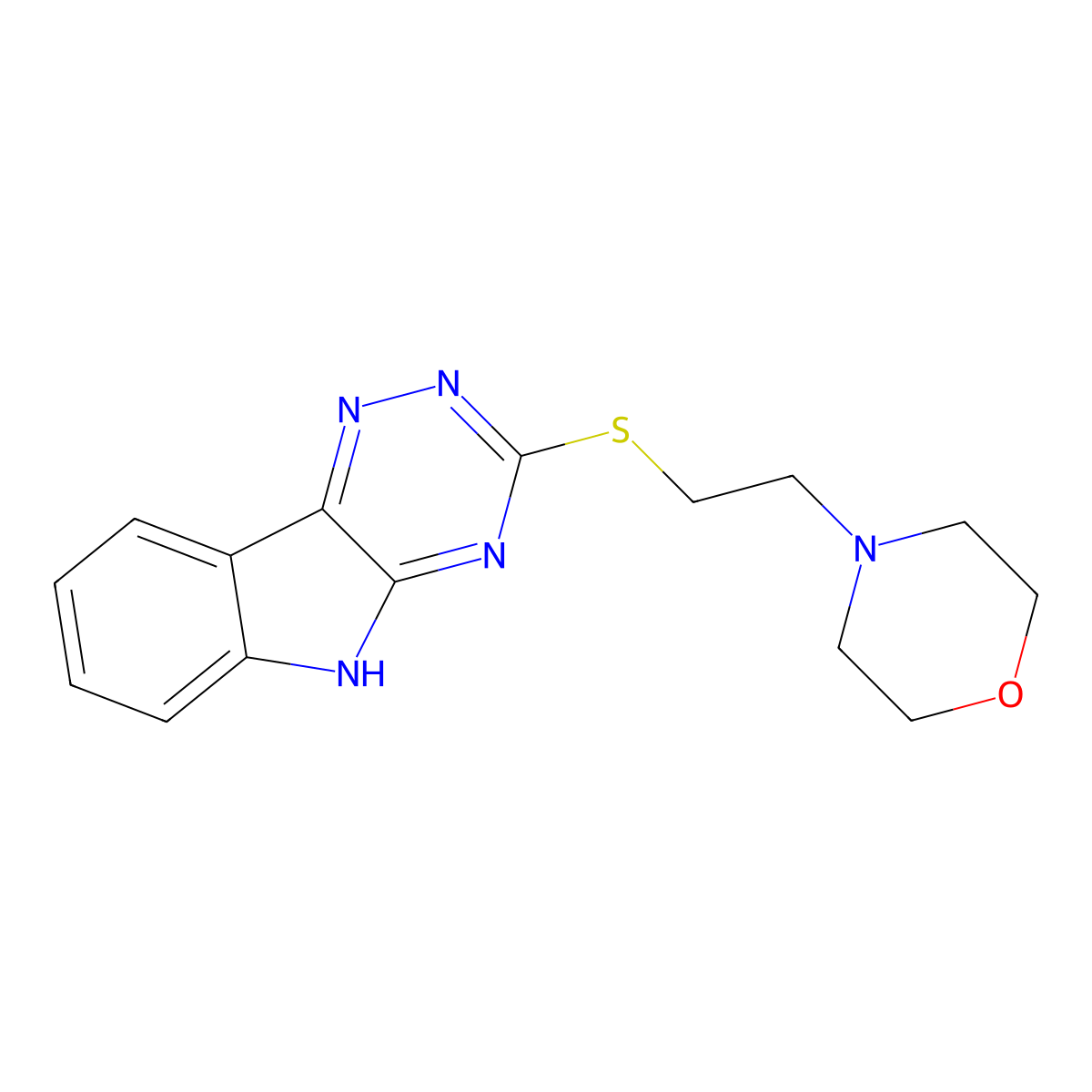 4-[2-(5H-[1,2,4]triazino[5,6-b]indol-3-ylsulfanyl)ethyl]morpholine molecular structure, CAS 212246-20-3