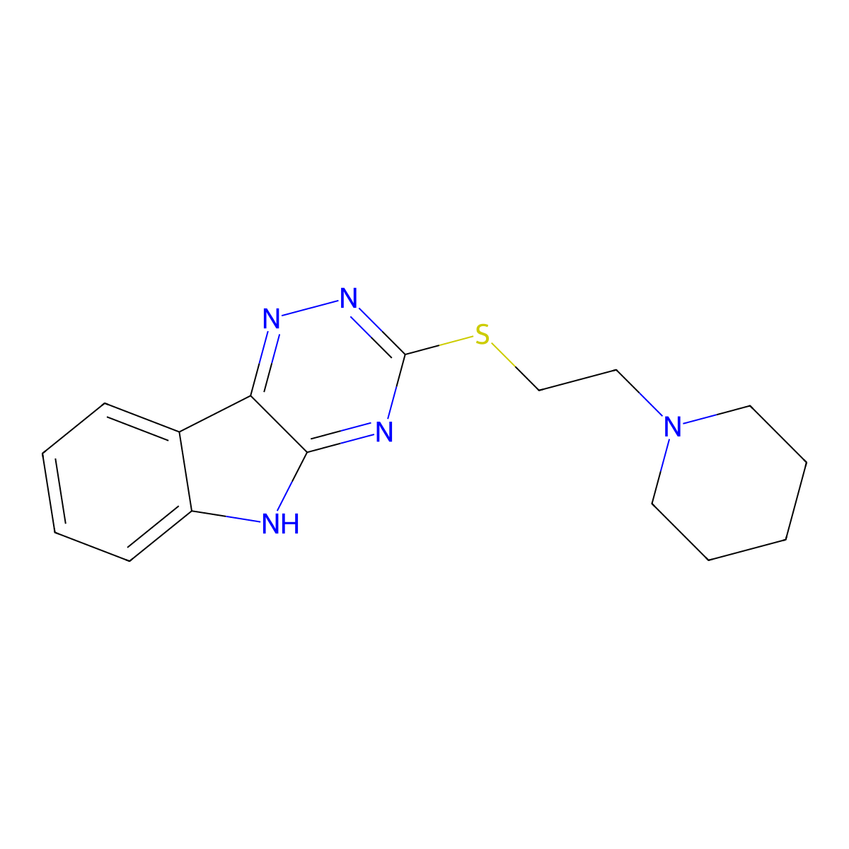 3-[2-(1-piperidinyl)ethylthio]-5H-[1,2,4]triazino[5,6-b]indole molecular structure, CAS 212246-31-6