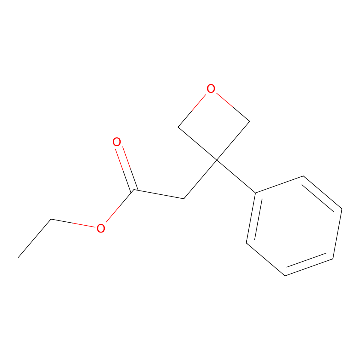 Ethyl 2-(3-phenyloxetan-3-yl)acetate molecular structure, CAS 2122469-25-2