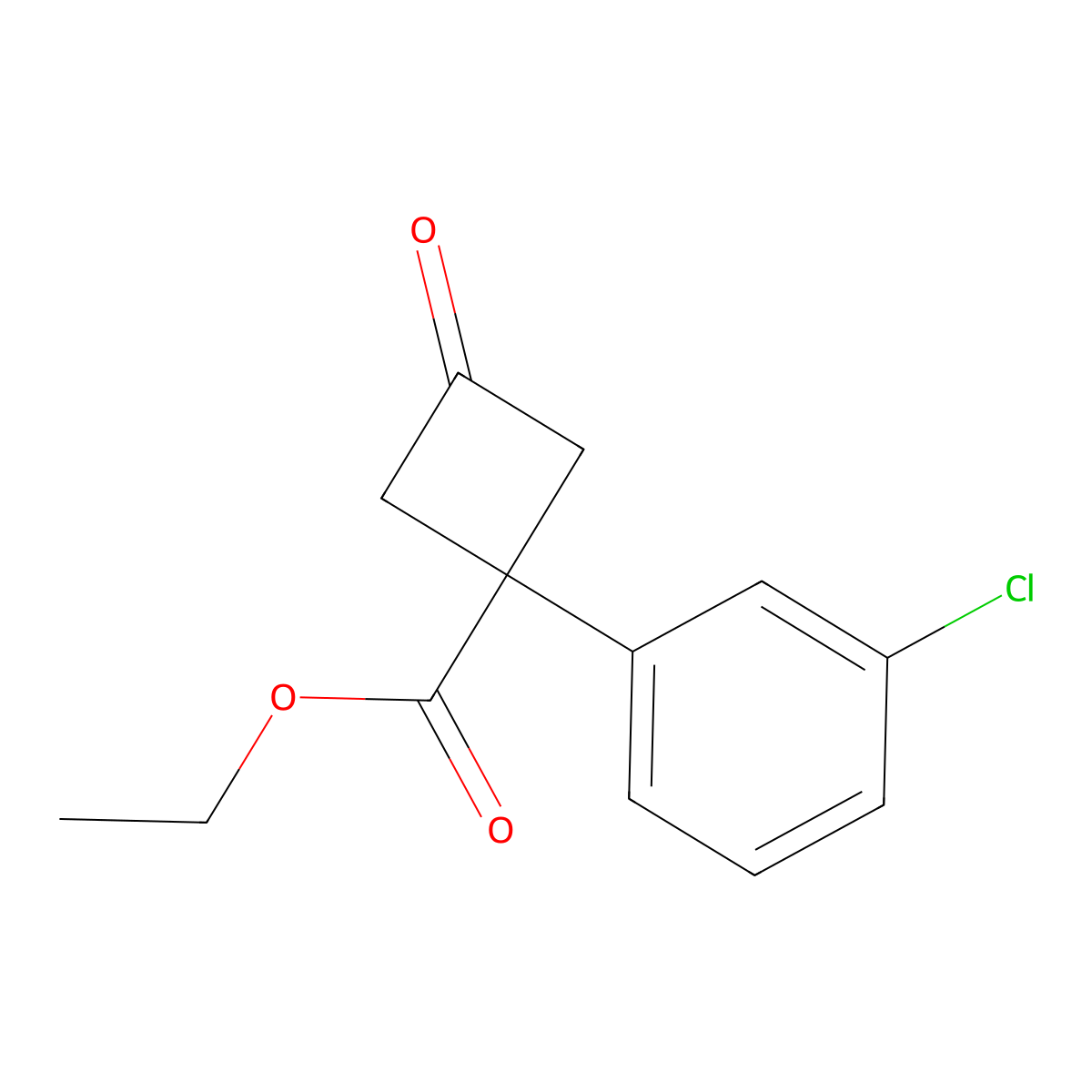 Ethyl 1-(3-chlorophenyl)-3-oxocyclobutane-1-carboxylate molecular structure, CAS 2122519-54-2