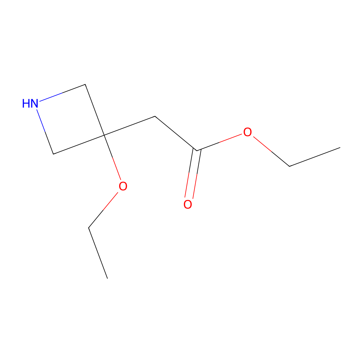 Ethyl 2-(3-ethoxyazetidin-3-yl)acetate molecular structure, CAS 2122528-61-2