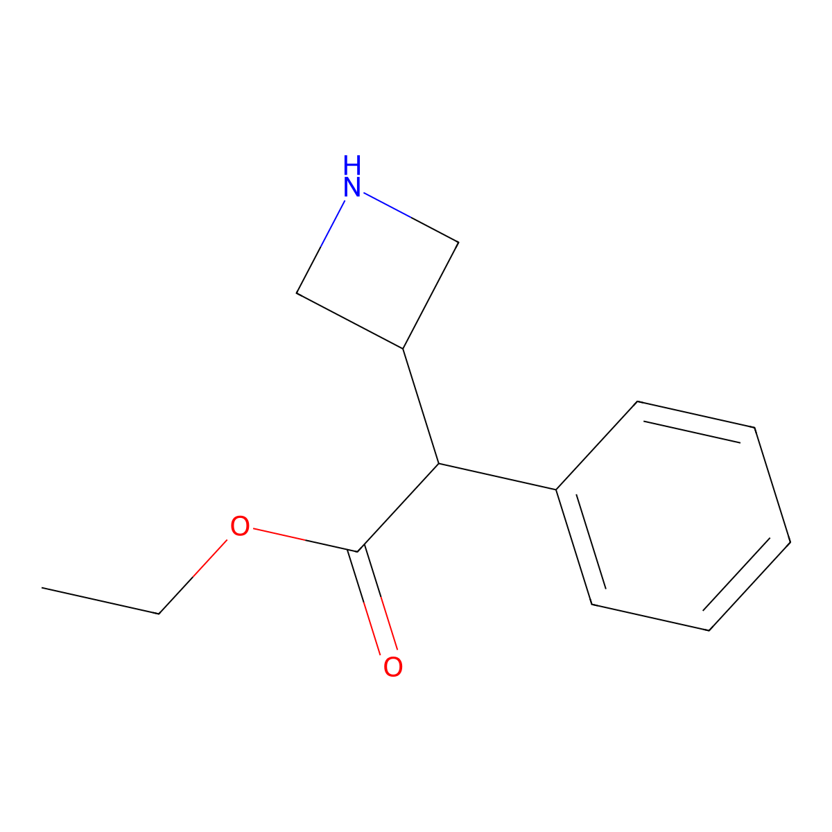 Ethyl 2-(azetidin-3-yl)-2-phenylacetate molecular structure, CAS 2122538-10-5