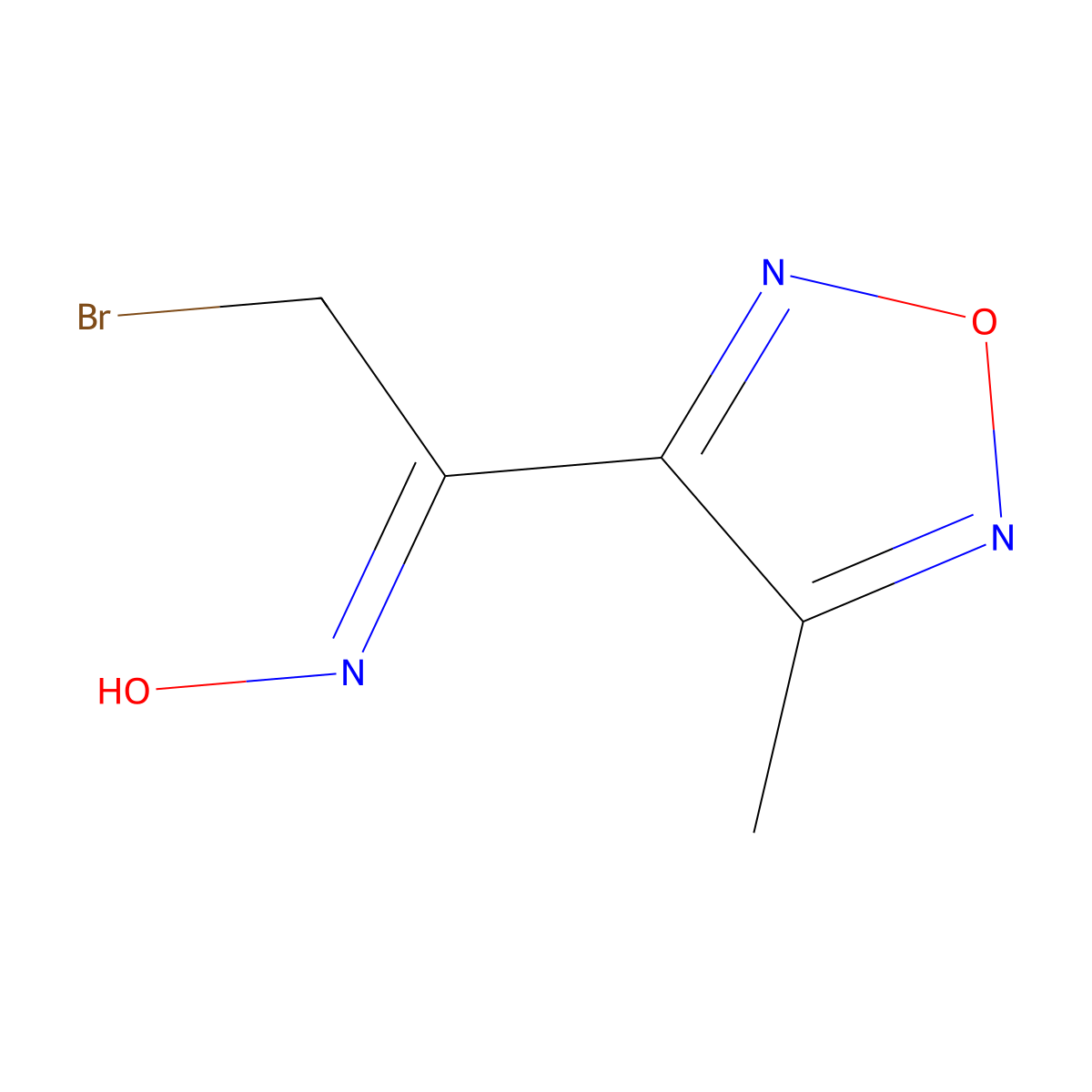 2-Bromo-1-(4-methyl-1,2,5-oxadiazol-3-yl)ethanone oxime molecular structure, CAS 212254-69-8