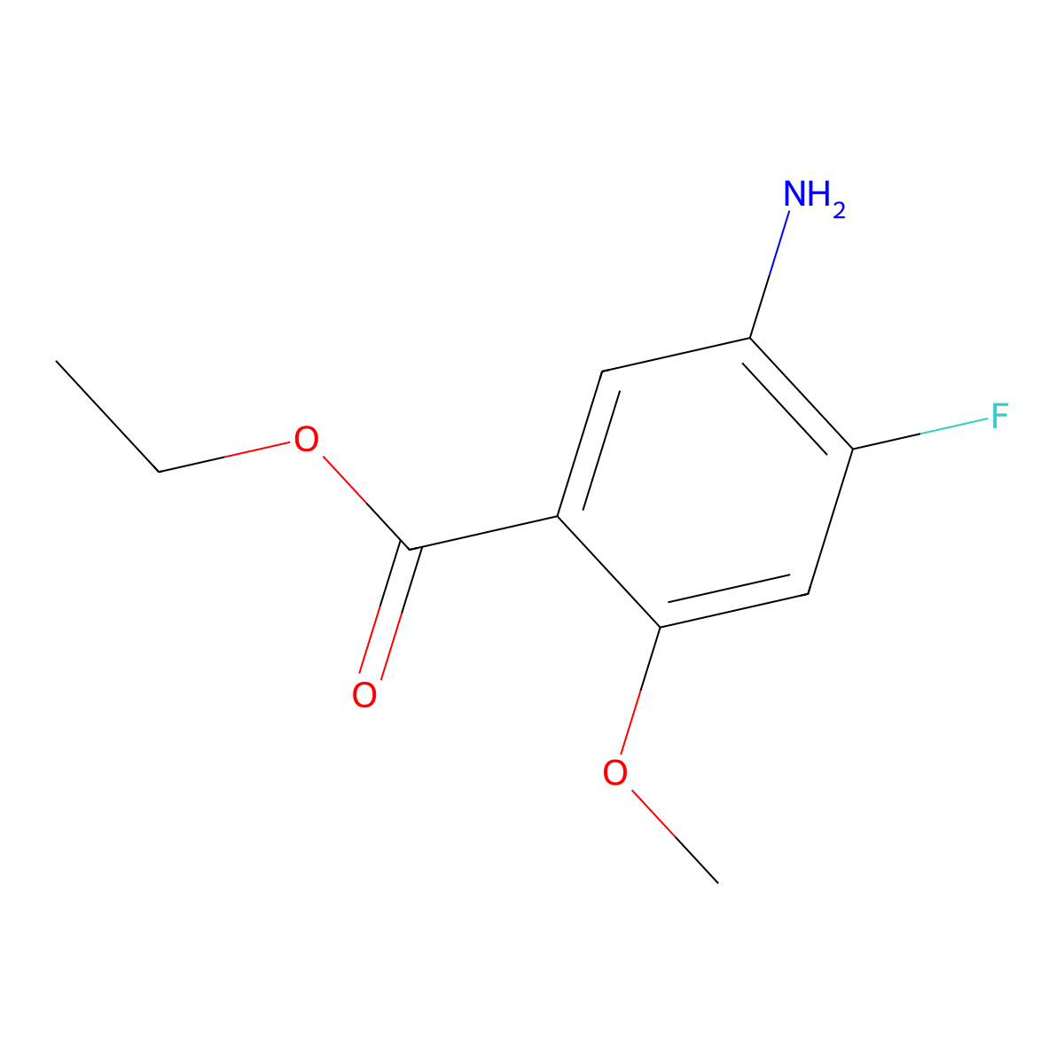 Ethyl 5-amino-4-fluoro-2-methoxybenzoate molecular structure, CAS 2122540-62-7