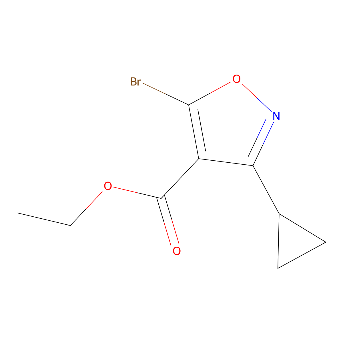 Ethyl 5-bromo-3-cyclopropyl-1,2-oxazole-4-carboxylate molecular structure, CAS 2122551-81-7