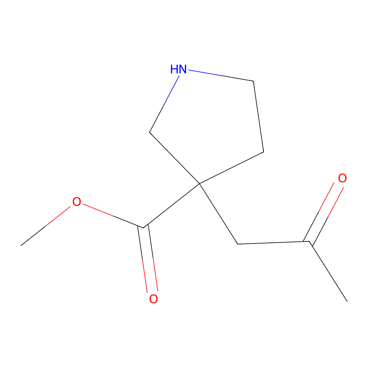 Methyl 3-(2-oxopropyl)pyrrolidine-3-carboxylate molecular structure, CAS 2122561-38-8