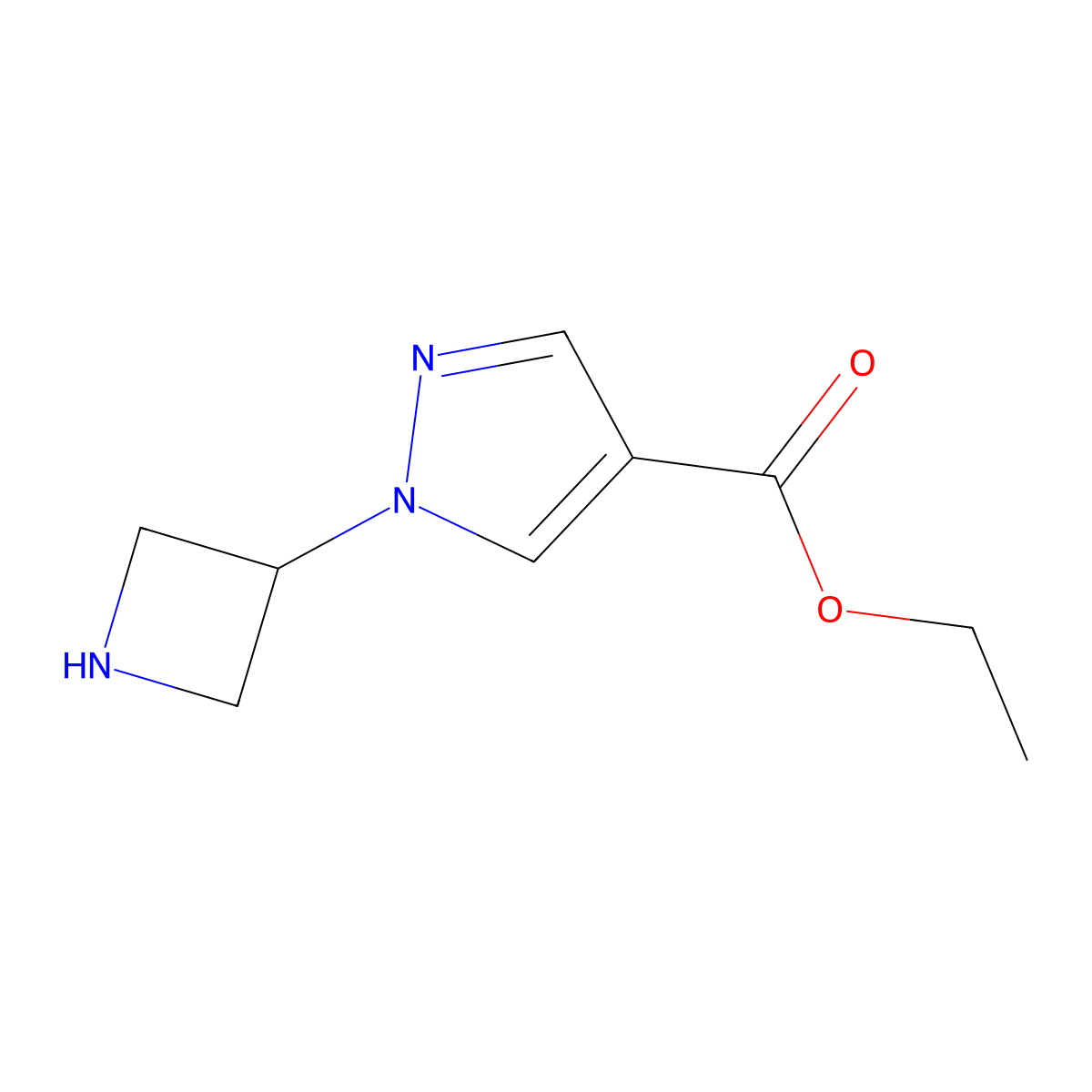 ethyl 1-(azetidin-3-yl)-1H-pyrazole-4-carboxylate molecular structure, CAS 2122575-06-6