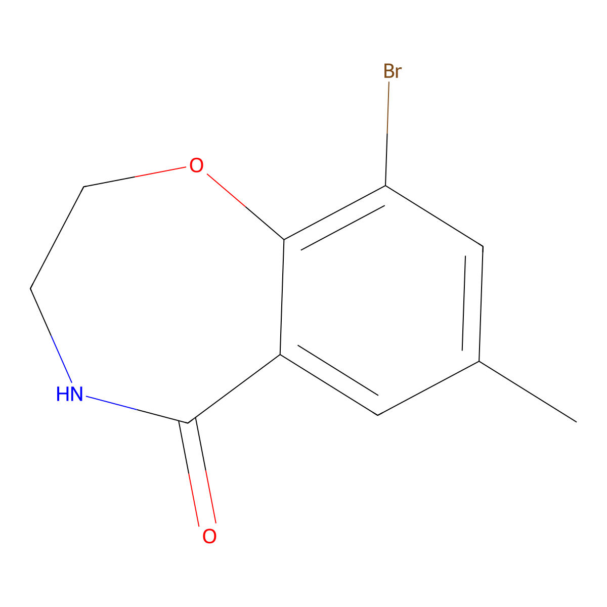 9-Bromo-7-methyl-2,3,4,5-tetrahydro-1,4-benzoxazepin-5-one molecular structure, CAS 21228-41-1