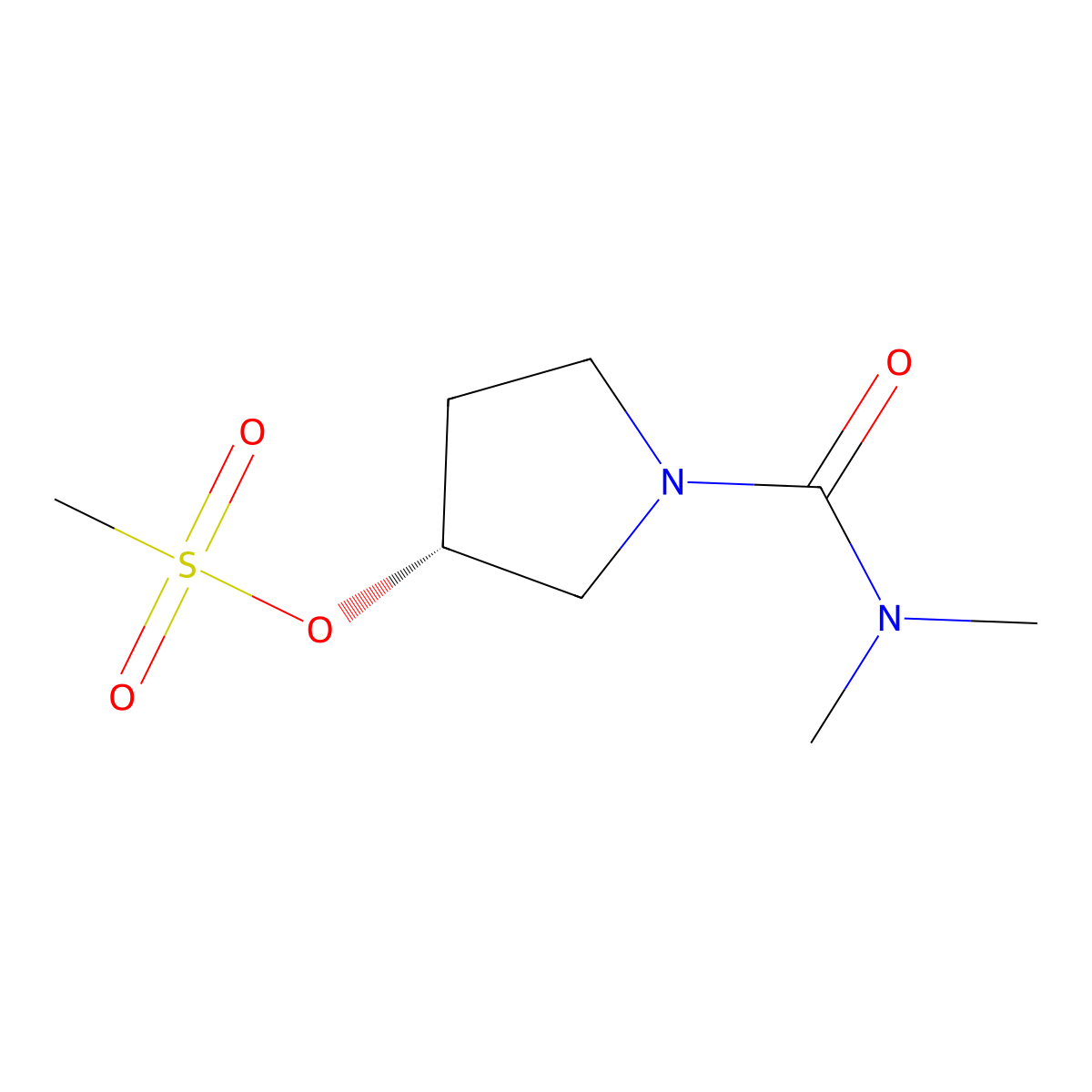 (R)-1-(Dimethylcarbamoyl)pyrrolidin-3-yl Methanesulfonate molecular structure, CAS 2122837-28-7