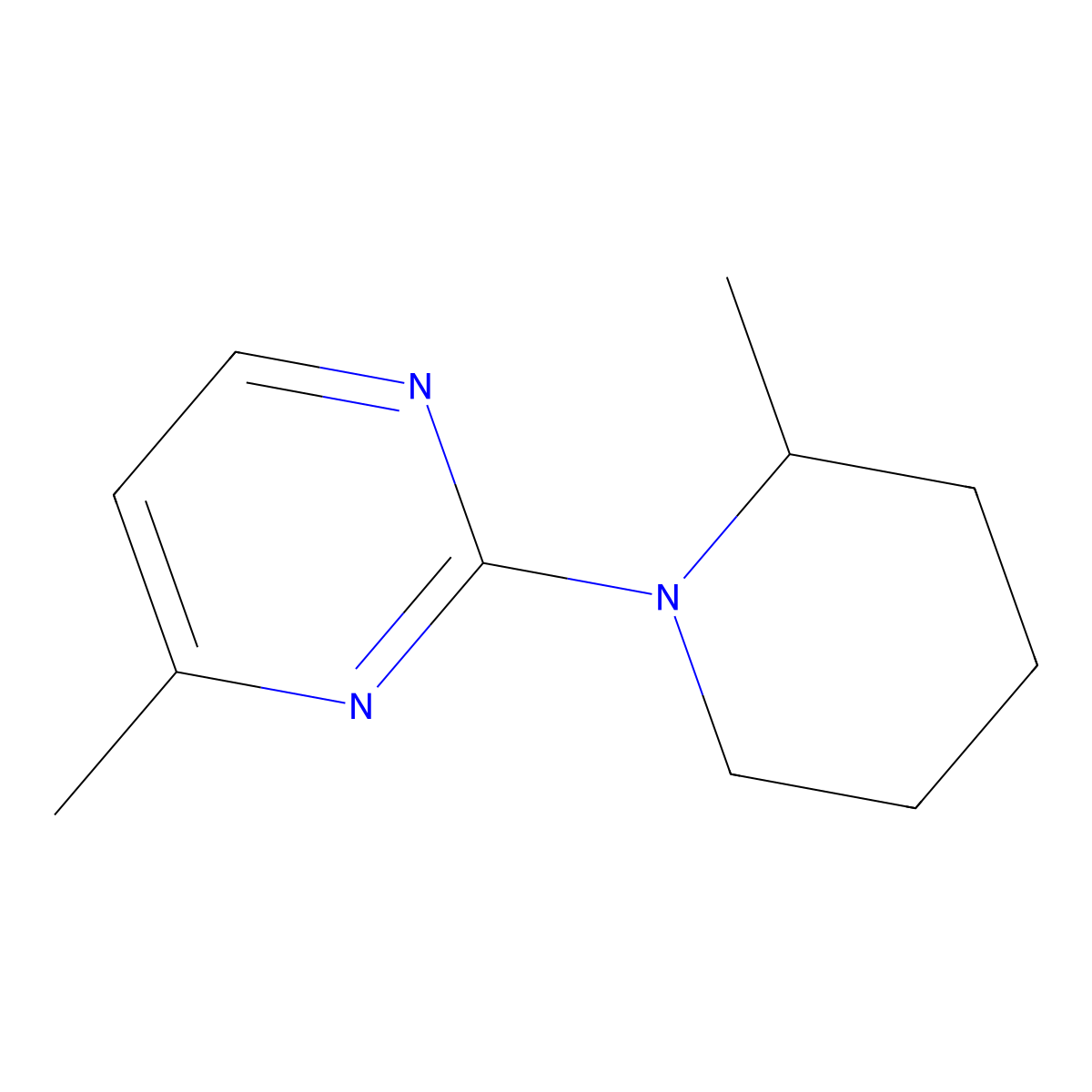 4-Methyl-2-(2-methylpiperidin-1-yl)pyrimidine molecular structure, CAS 2123182-03-4