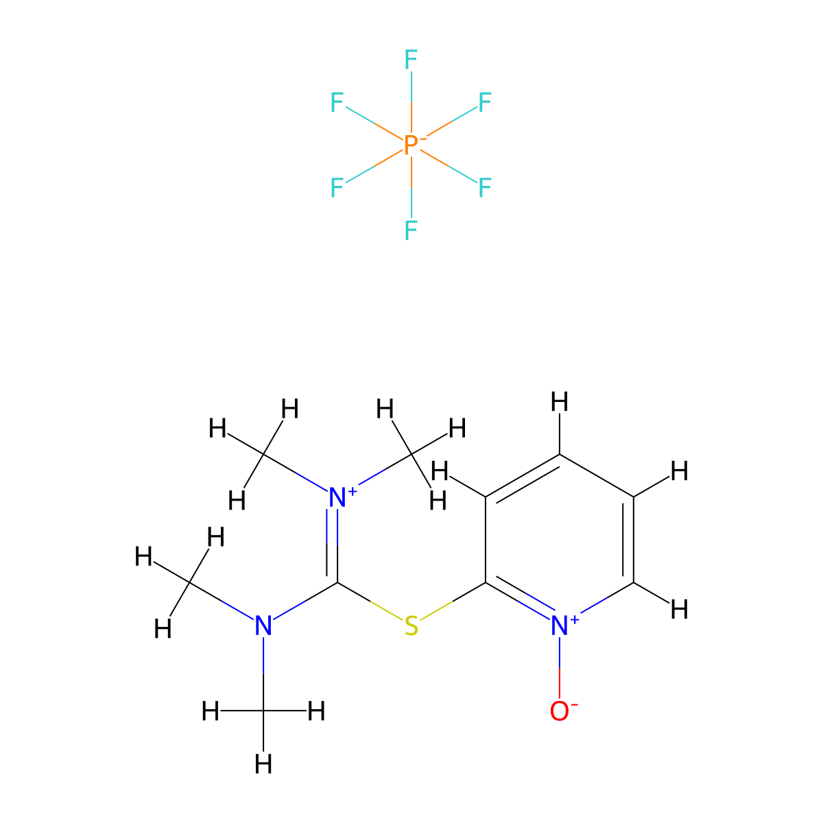 (Dimethylamino)-N,N-dimethyl((1-oxo-1lambda~5~-pyridin-2-yl)sulfanyl)methaniminium hexafluorophosphate molecular structure, CAS 212333-72-7