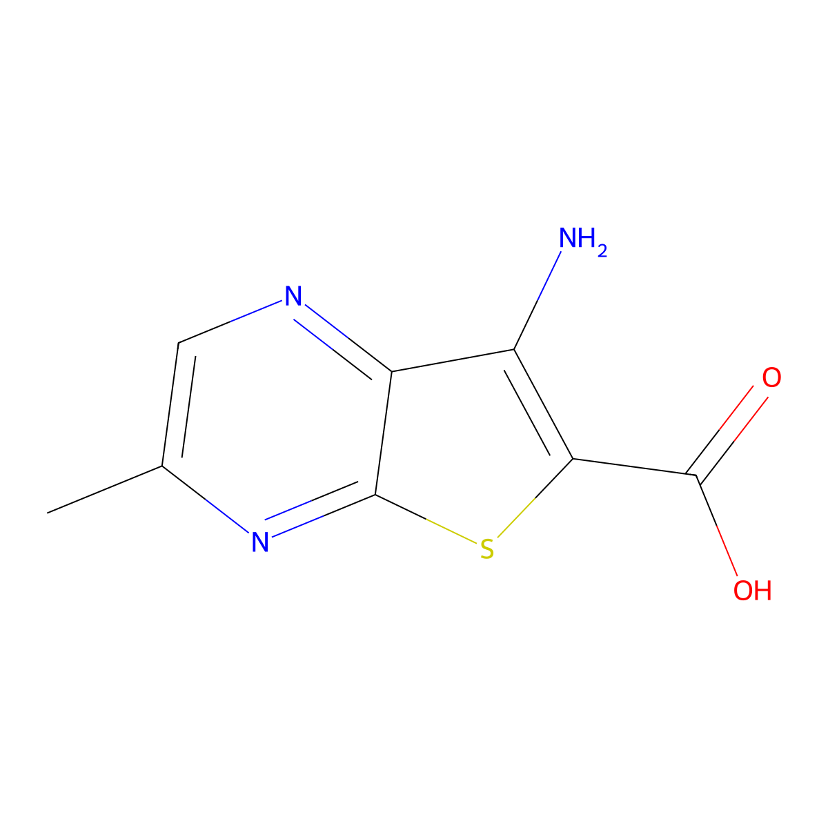 7-Amino-3-methylthieno[2,3-b]pyrazine-6-carboxylic acid molecular structure, CAS 2123445-28-1