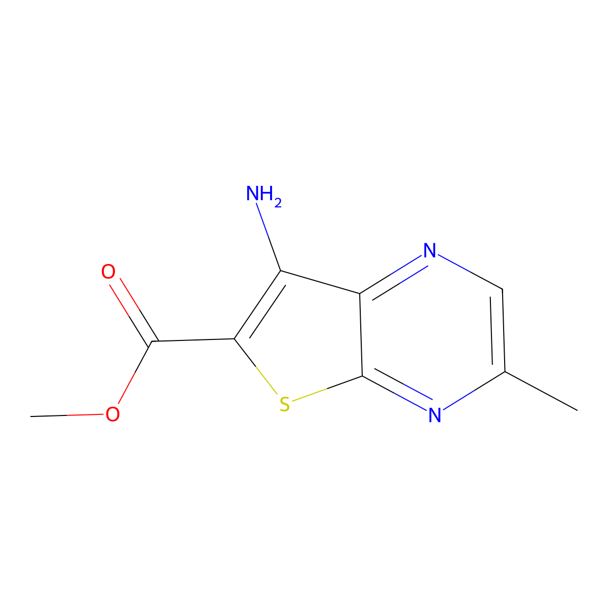 Methyl 7-amino-3-methylthieno[2,3-b]pyrazine-6-carboxylate molecular structure, CAS 2123445-29-2