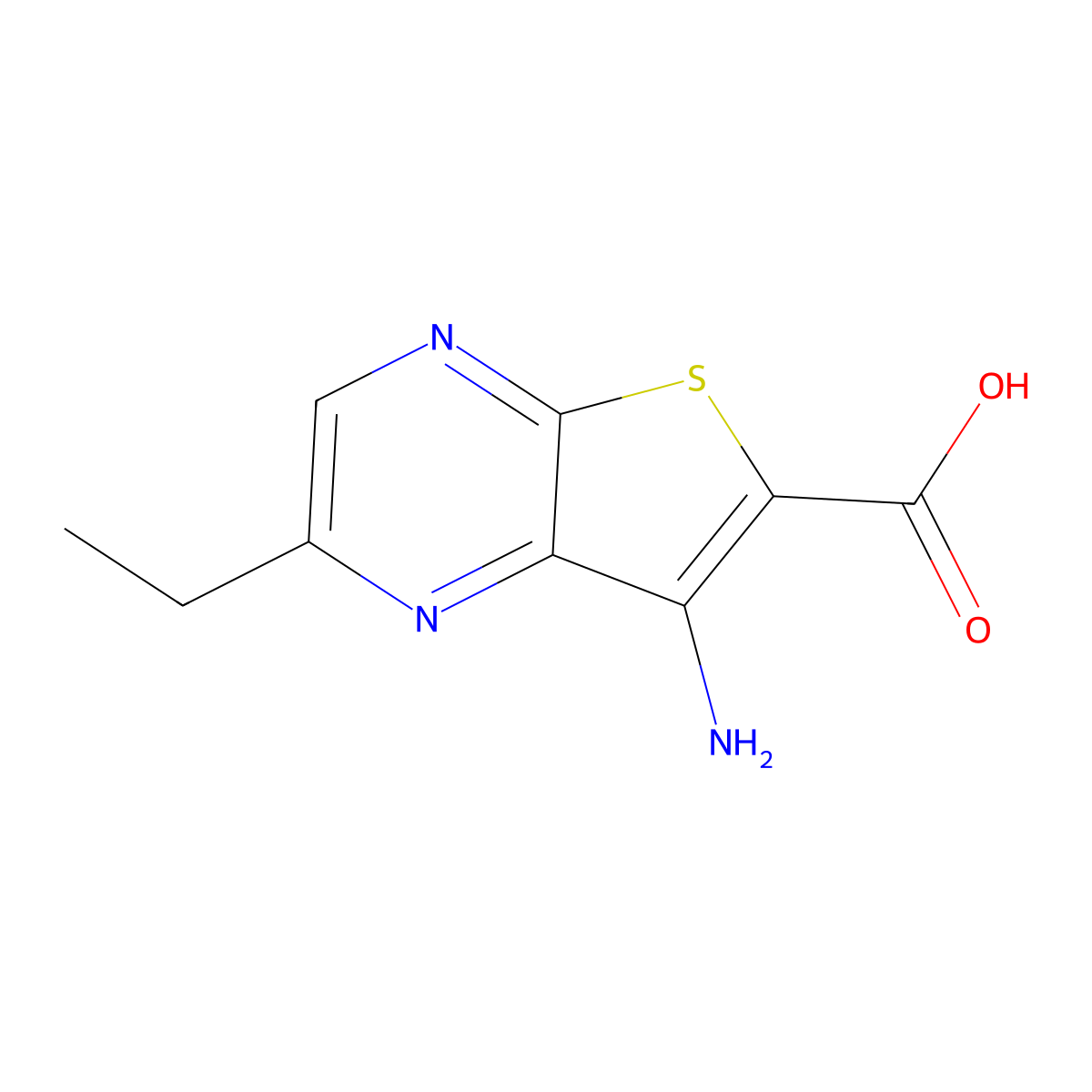 7-Amino-2-ethylthieno[2,3-b]pyrazine-6-carboxylic acid molecular structure, CAS 2123445-30-5