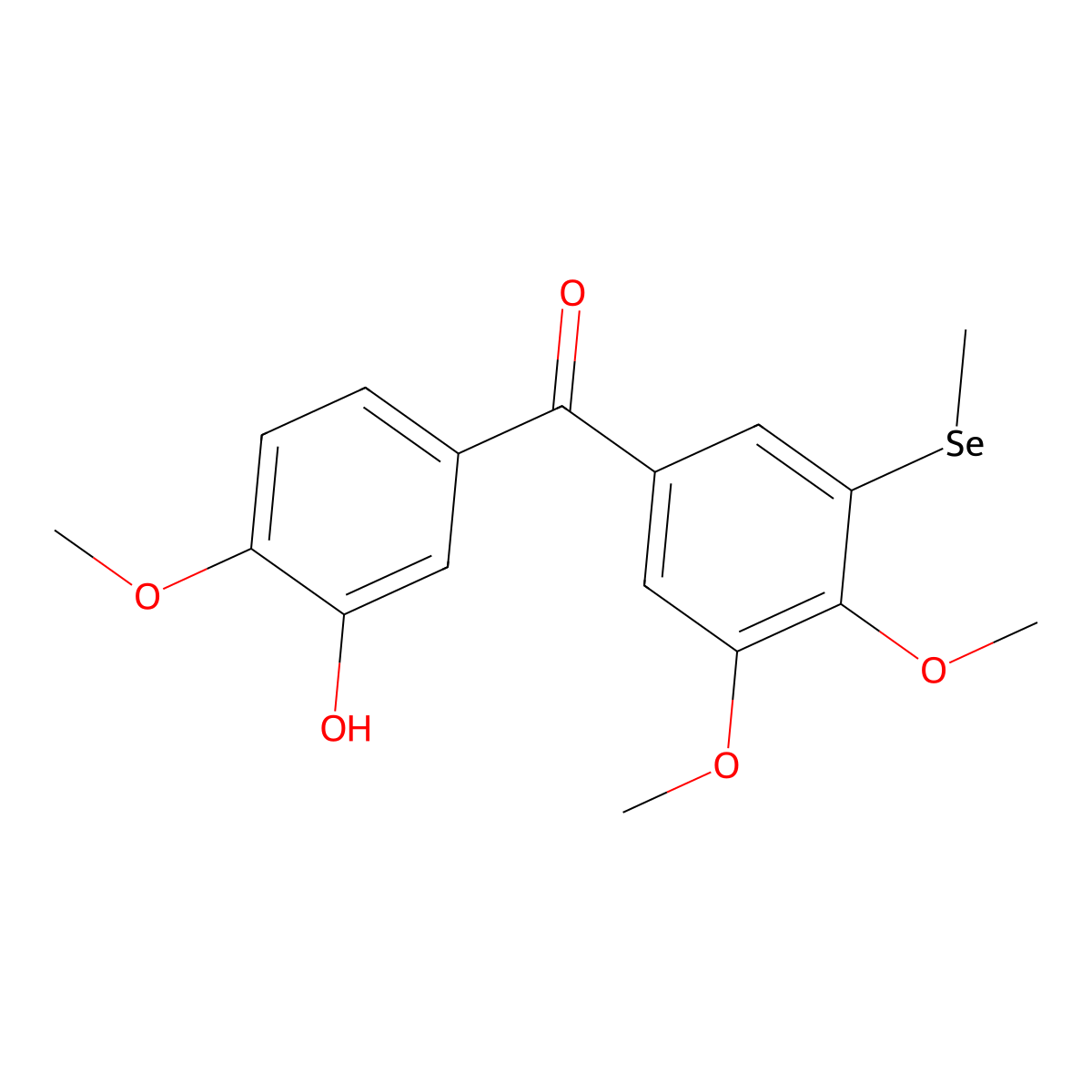 (3,4-Dimethoxy-5-(methylselanyl)phenyl)(3-hydroxy-4-methoxyphenyl)methanone molecular structure, CAS 2123478-00-0