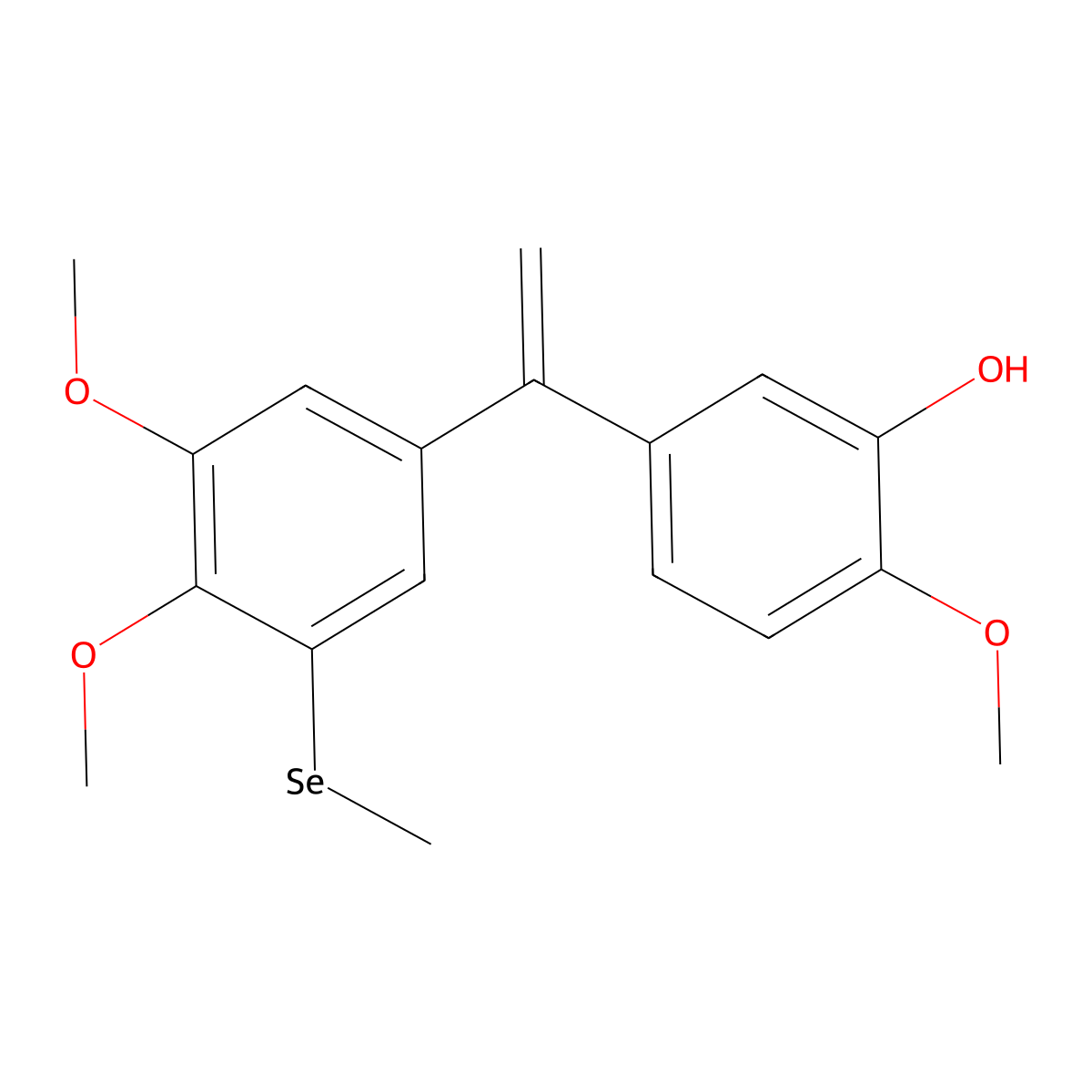 5-(1-(3,4-Dimethoxy-5-(methylselanyl)phenyl)vinyl)-2-methoxyphenol molecular structure, CAS 2123478-09-9