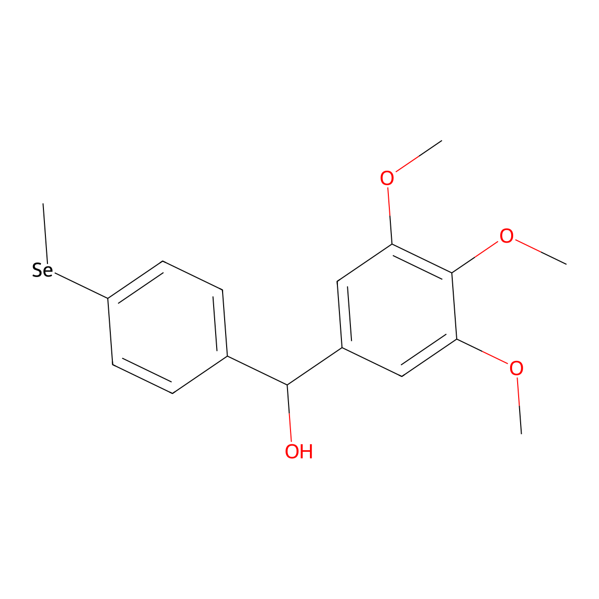 (4-(Methylselanyl)phenyl)(3,4,5-trimethoxyphenyl)methanol molecular structure, CAS 2123478-18-0