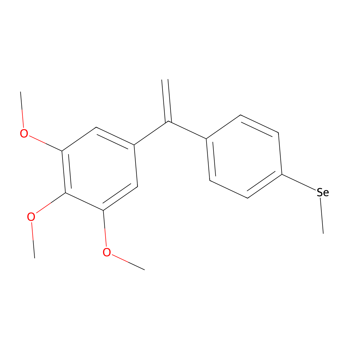 Methyl(4-(1-(3,4,5-trimethoxyphenyl)vinyl)phenyl)selane molecular structure, CAS 2123478-20-4