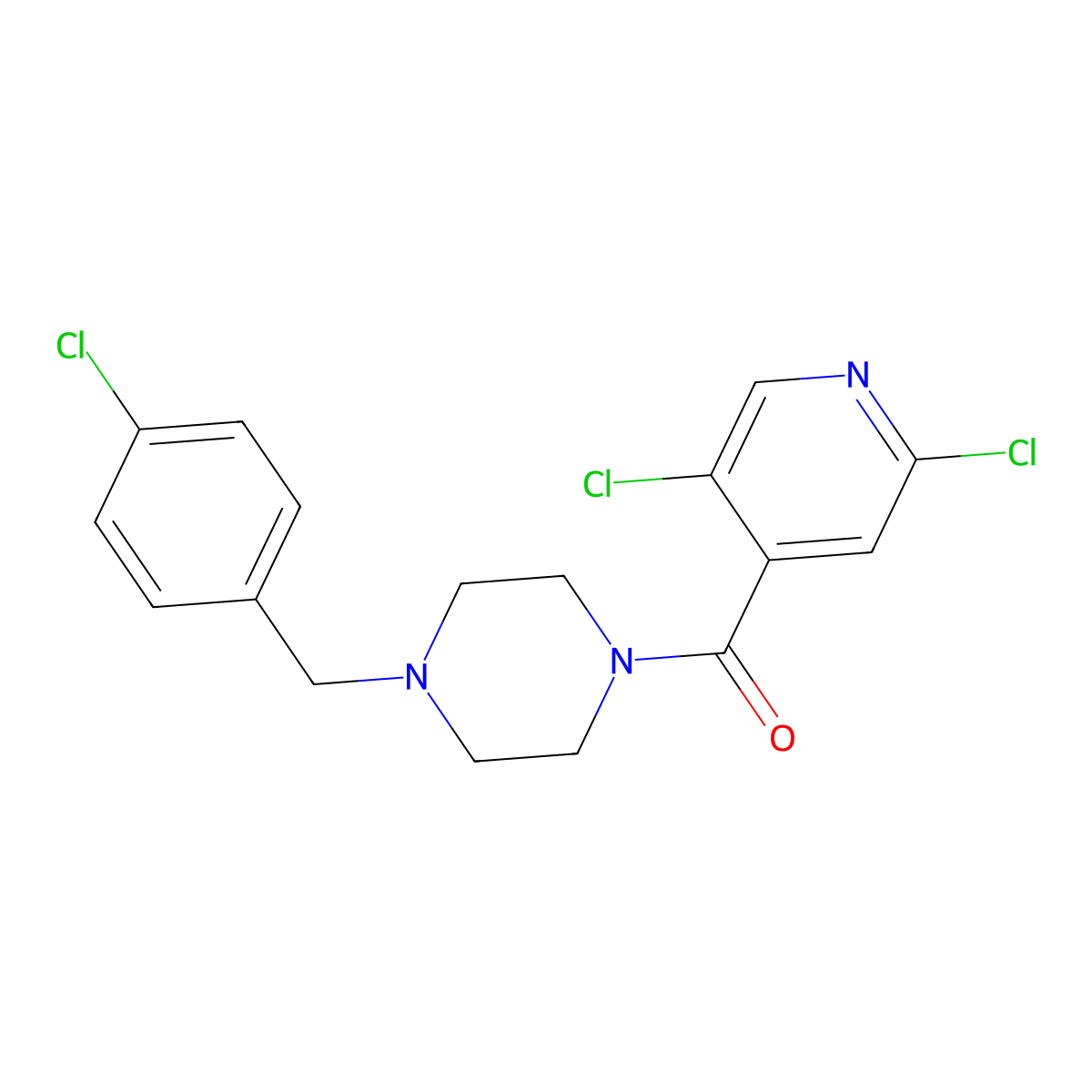 (4-(4-Chlorobenzyl)piperazin-1-yl)(2,5-dichloropyridin-4-yl)methanone molecular structure, CAS 2123481-84-3