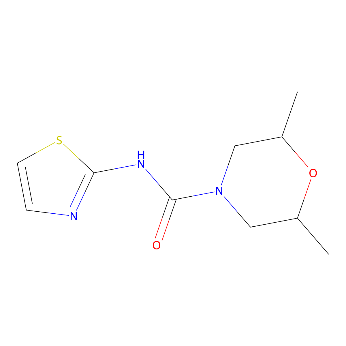 2,6-Dimethyl-N-(1,3-thiazol-2-yl)morpholine-4-carboxamide molecular structure, CAS 2123512-64-9