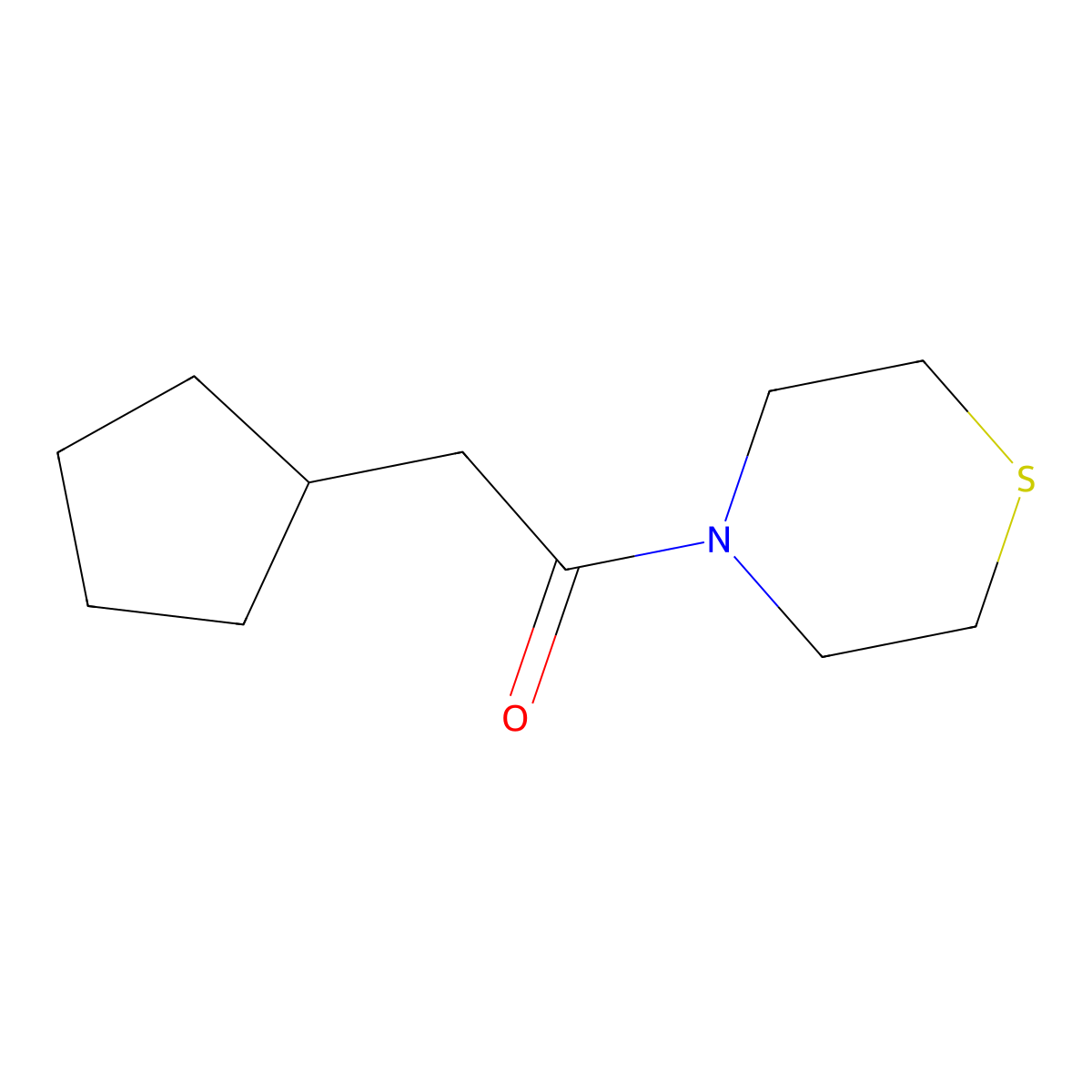2-Cyclopentyl-1-(thiomorpholin-4-yl)ethan-1-one molecular structure, CAS 2123535-09-9