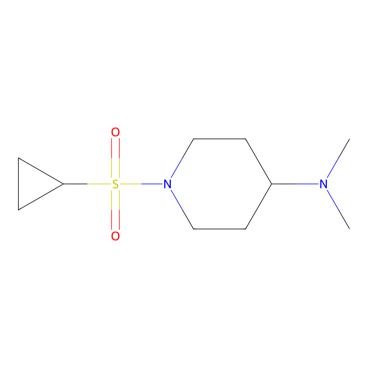1-(cyclopropanesulfonyl)-N,N-dimethylpiperidin-4-amine molecular structure, CAS 2123593-15-5