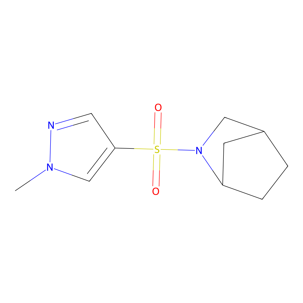 2-[(1-methyl-1H-pyrazol-4-yl)sulfonyl]-2-azabicyclo[2.2.1]heptane molecular structure, CAS 2123682-65-3