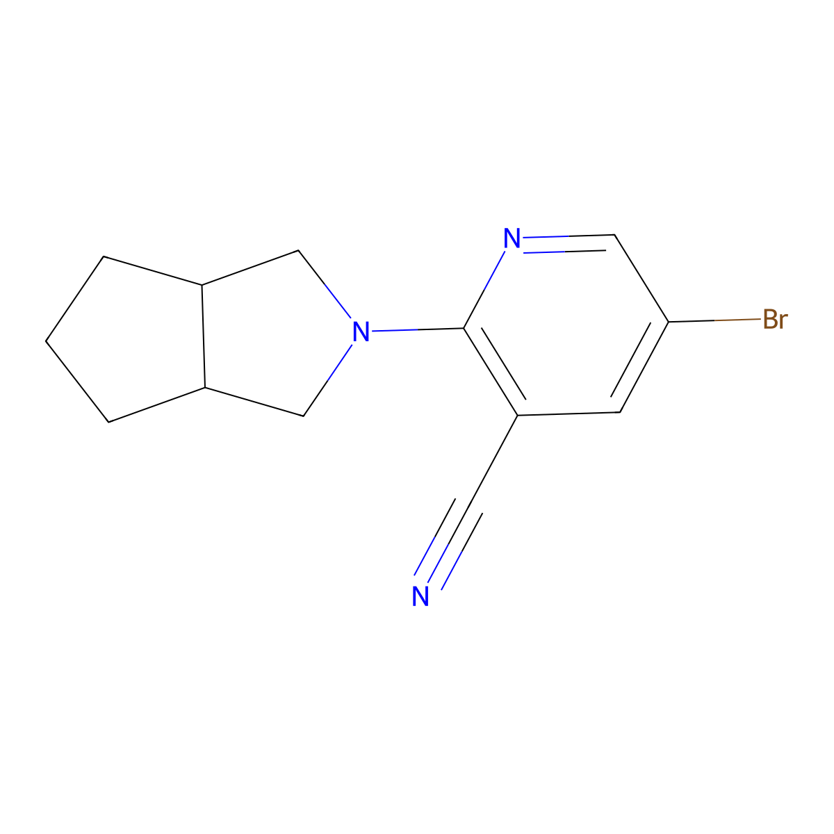 5-Bromo-2-{octahydrocyclopenta[c]pyrrol-2-yl}pyridine-3-carbonitrile molecular structure, CAS 2123719-97-9