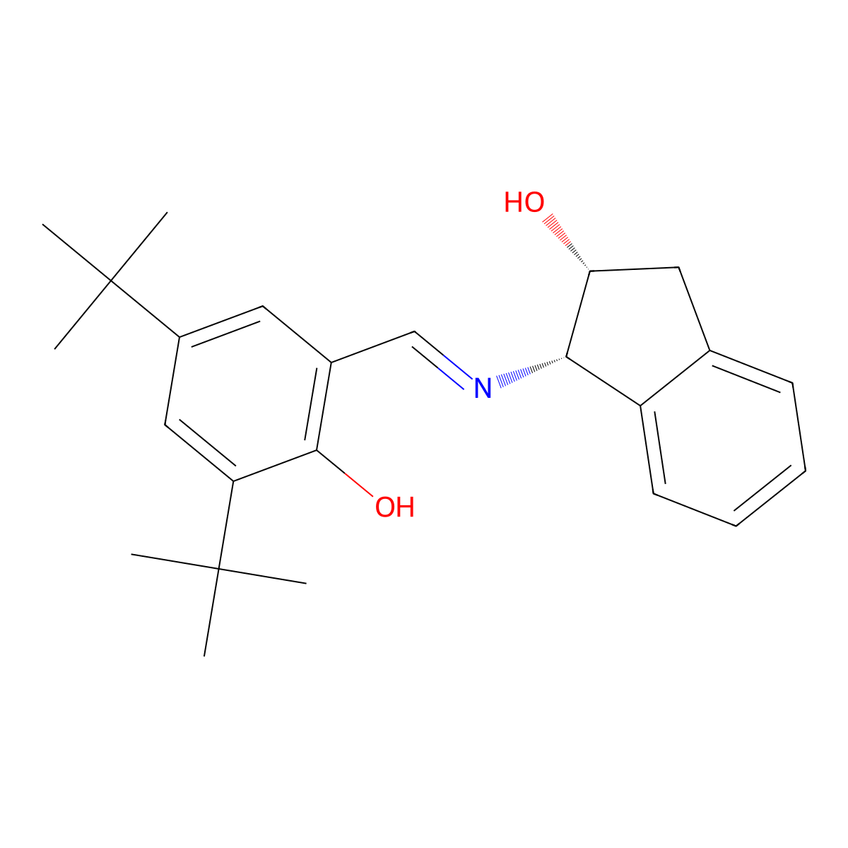 (1S,2R)-1-((2-Hydroxy-3,5-di-tert-butylbenzylidene)amino)indan-2-ol molecular structure, CAS 212378-89-7