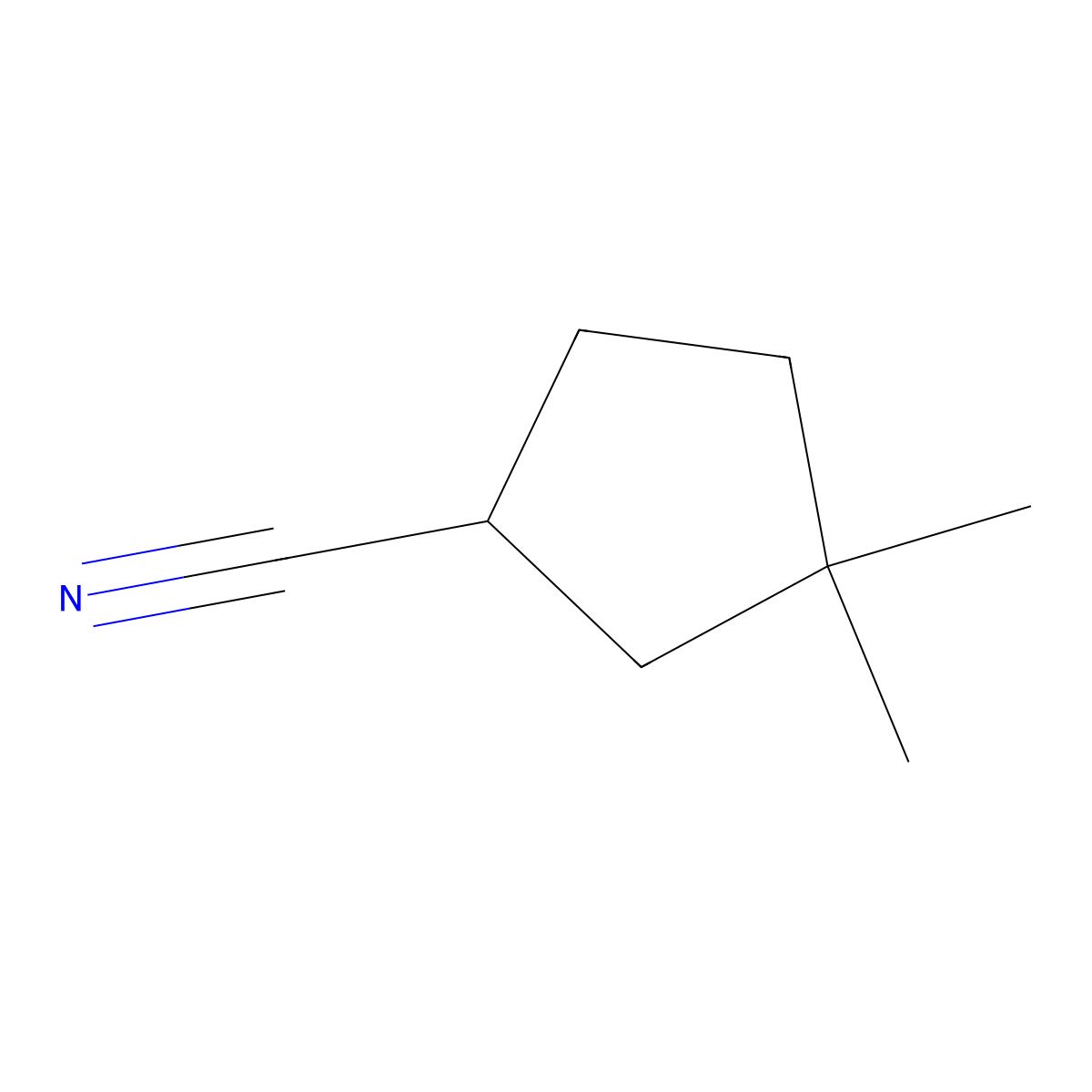 3,3-Dimethylcyclopentanecarbonitrile molecular structure, CAS 212382-63-3