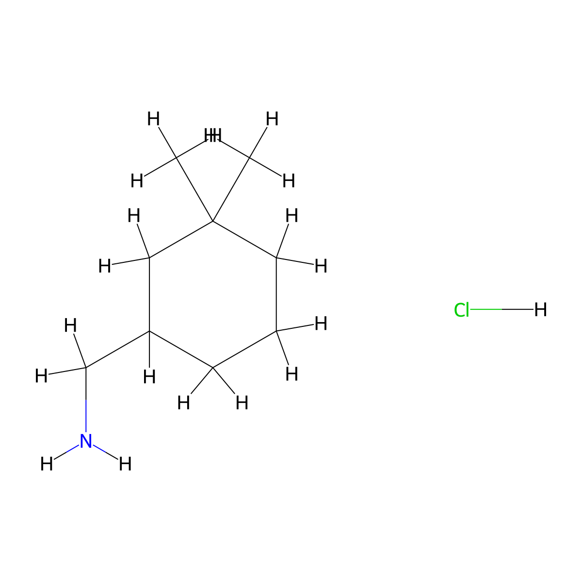 (3,3-Dimethylcyclohexyl)methanamine hydrochloride molecular structure, CAS 212382-66-6