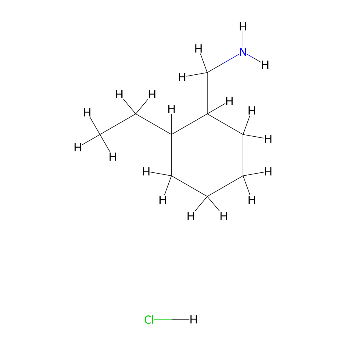 (2-Ethylcyclohexyl)methanamine hydrochloride molecular structure, CAS 212382-68-8