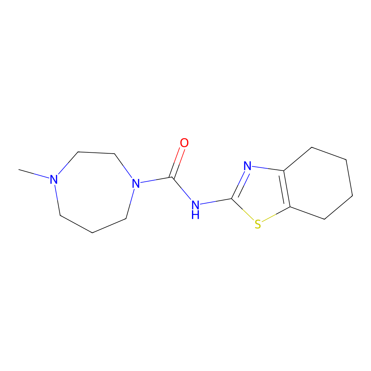 4-methyl-N-(4,5,6,7-tetrahydro-1,3-benzothiazol-2-yl)-1,4-diazepane-1-carboxamide molecular structure, CAS 2123854-91-9