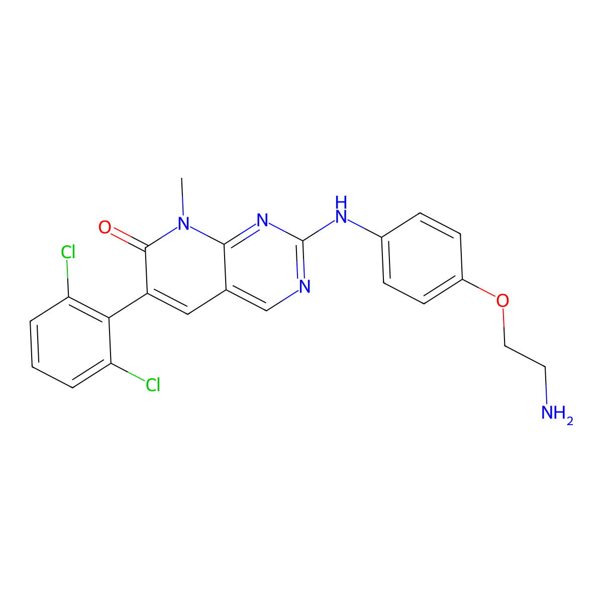 2-[4-(2-Aminoethoxy)anilino]-6-(2,6-dichlorophenyl)-8-methylpyrido[2,3-d]pyrimidin-7-one molecular structure, CAS 212391-58-7