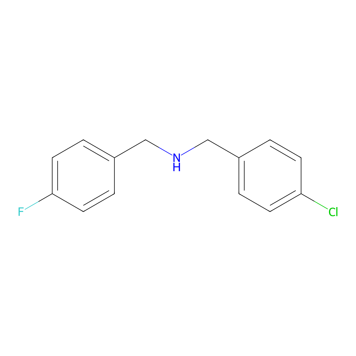 1-(4-chlorophenyl)-N-(4-fluorobenzyl)methanamine molecular structure, CAS 212392-71-7